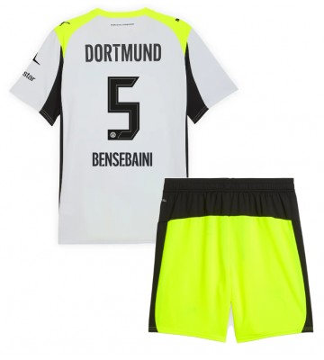 Borussia Dortmund Ramy Bensebaini #5 Udebanetrøje Børn 2025-26 Kortærmet (+ Korte bukser)